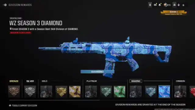 Warzone Ranked diamond weapon skin