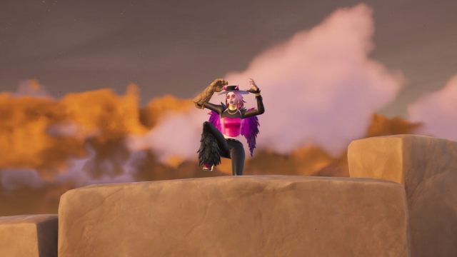 The player jumping over a Rock Wall in Fortnite.