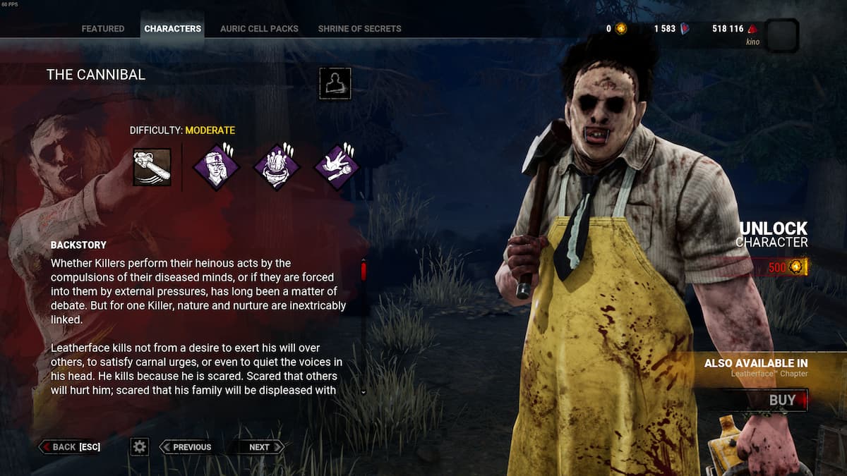Leatherface from the Texas Chainsaw Massacre franchise featuring in Dead by Daylight.