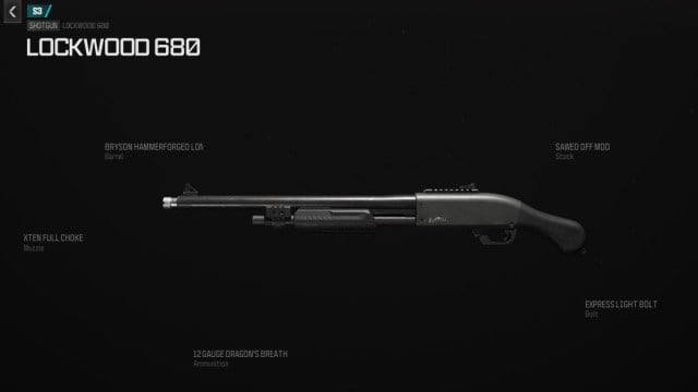 Lockwood 680 equipped with five attachments including the dragon's breath ammunition in MW3