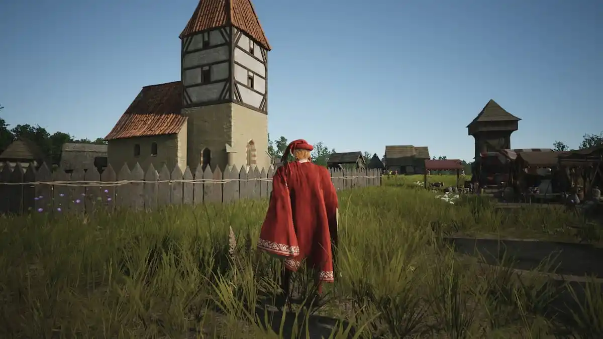 Church and Marketplace in Manor Lords in the third person view