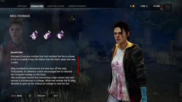 Meg Thomas, one of the original survivors to feature in Dead by Daylight.