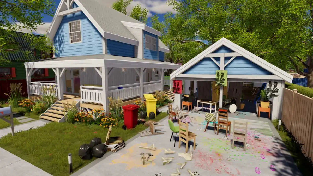 A messy house in House Flipper 2.