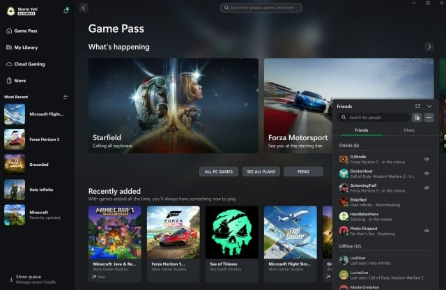 Image showing the Xbox App and Friends list.