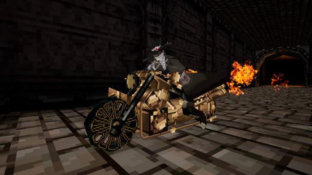 The Hunter and their motorcycle in Nightmare Kart.