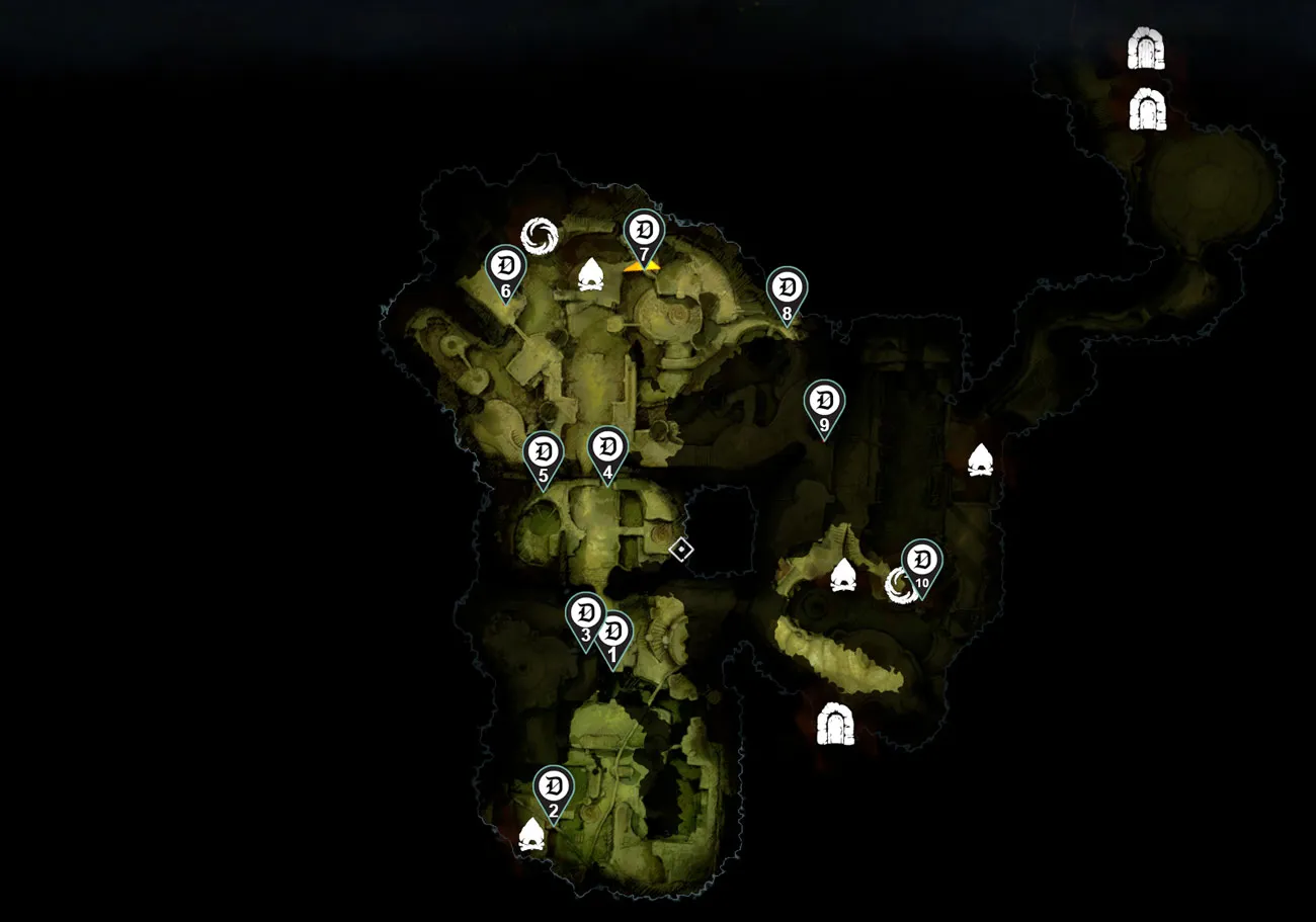 All sewer lever locations in the Black Trench in No Rest for the Wicked.