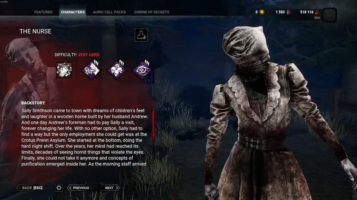 Overview of the Nurse in Dead by Daylight.