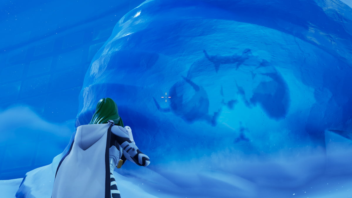 The player looking at Aang and Appa frozen in ice in Fortnite.