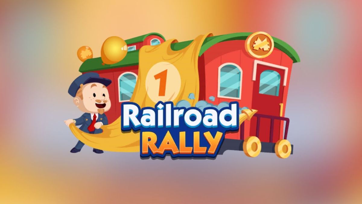 Railroad Rally event logo on a yellow and orange background.
