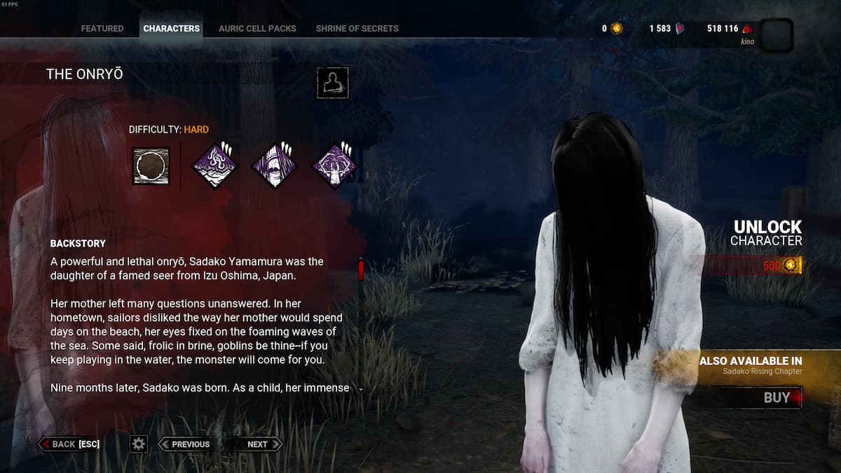 Sadako from the Ring franchise in Dead by Daylight.