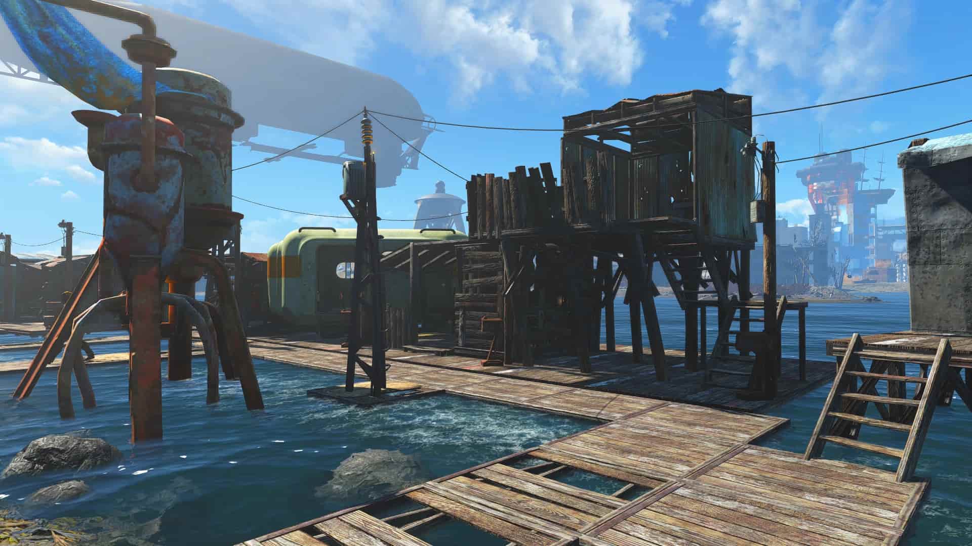 A Sim Settlements town in Fallout 4.