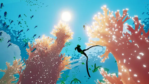 An image of the player diving in Abzu