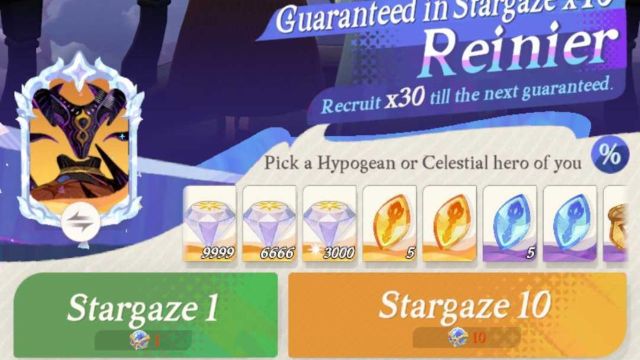 The Stargaze Station feature with currency costs and pull options.
