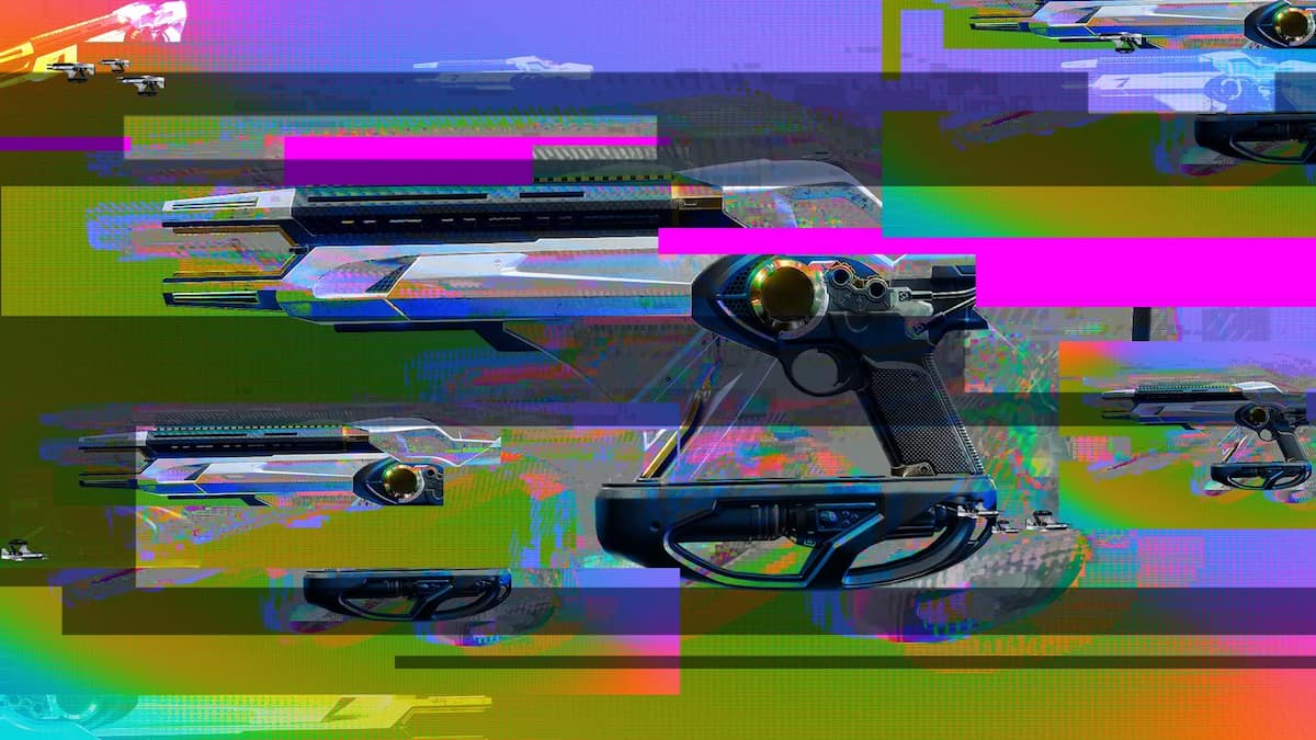 A glitched screen showing the Telesto fusion rifle, infamous for being buggy.