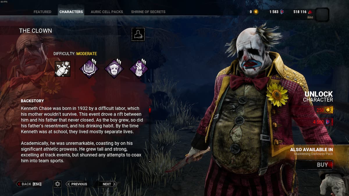Overview of the Clown in Dead by Daylight.