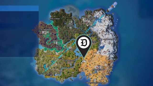 The train icon marked on the map in Fortnite.