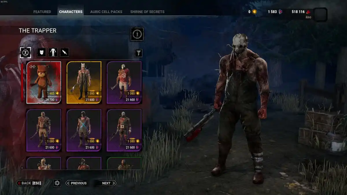 The Trapper and his many skins in Dead by Daylight.
