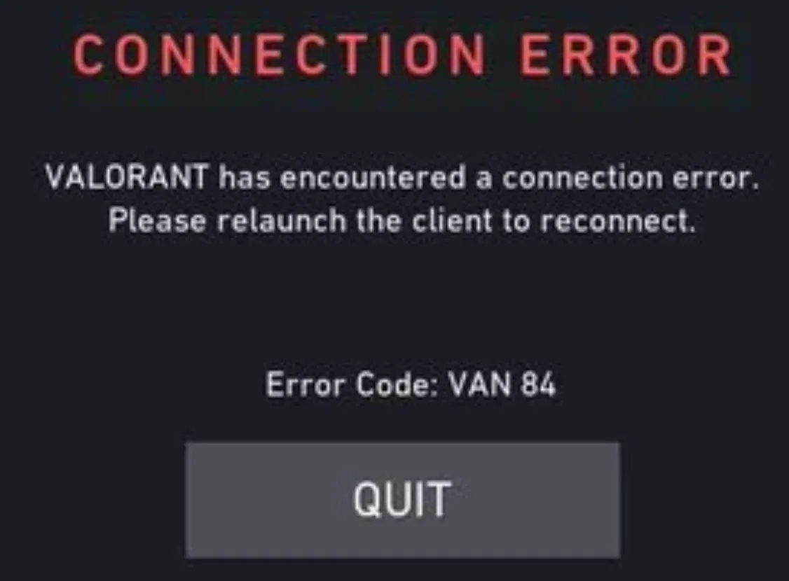 Как исправить ошибку VAN 84 в VALORANT