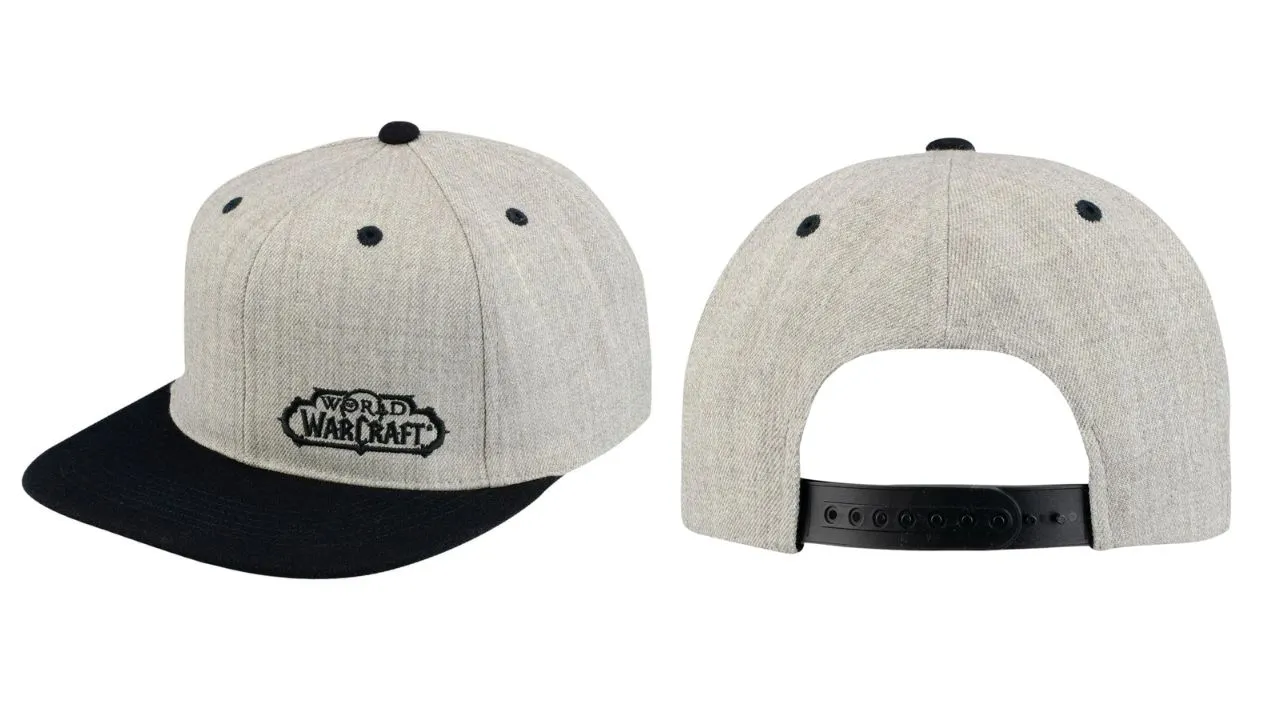the front and back view of the grey embroidered wow snapback