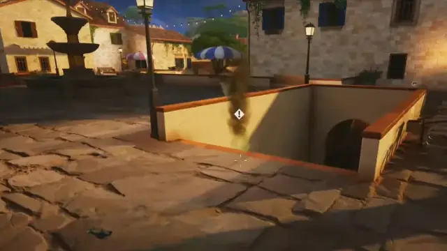 A puff of yellow smoke on the ground in Fortnite.