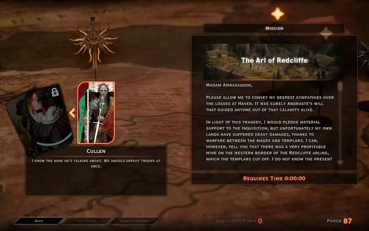 An in game screenshot of the War Table from Dragon Age: Inquisition