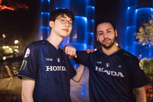Yeon and APA from Team Liquid posing for a photo in a promo image at MSI 2024