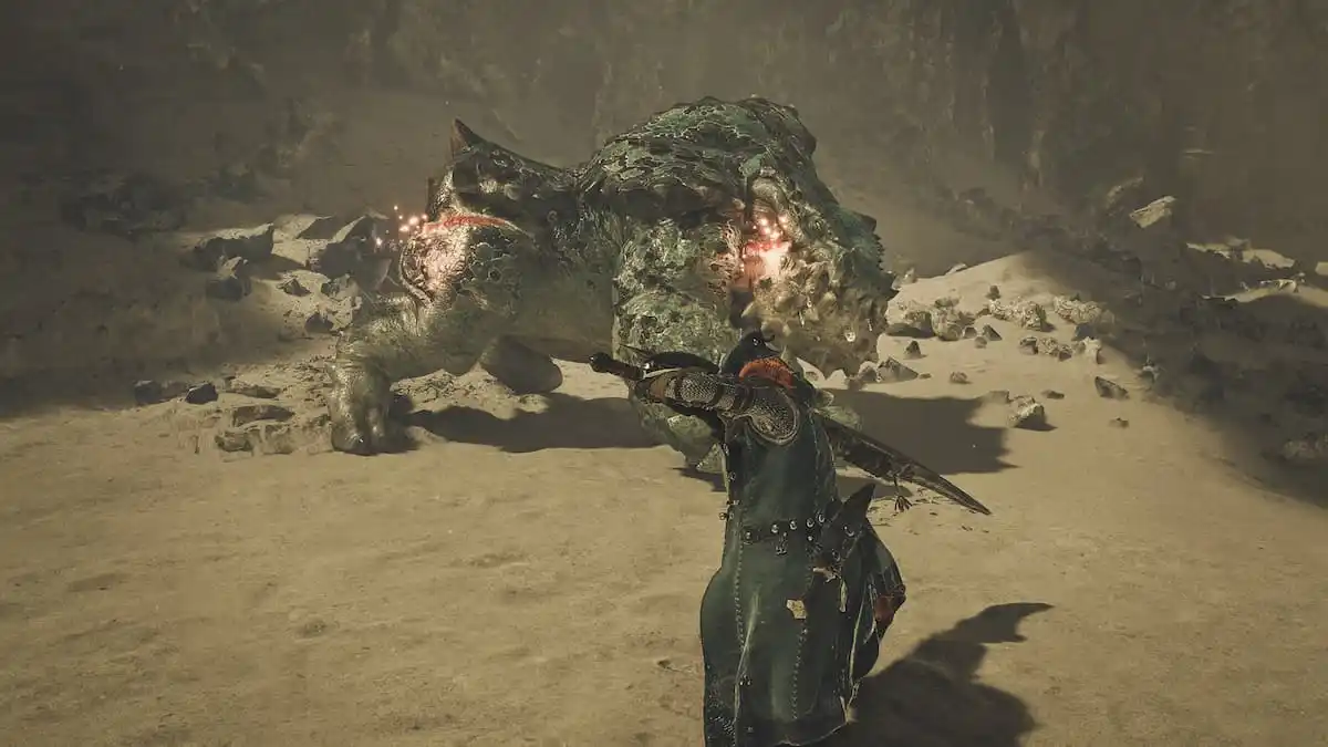 An image of the player fighting a monster in Monster Hunter Wilds