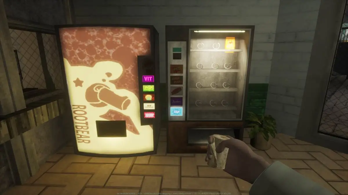 Vending machines in Abiotic Factor with food and drinks inside them
