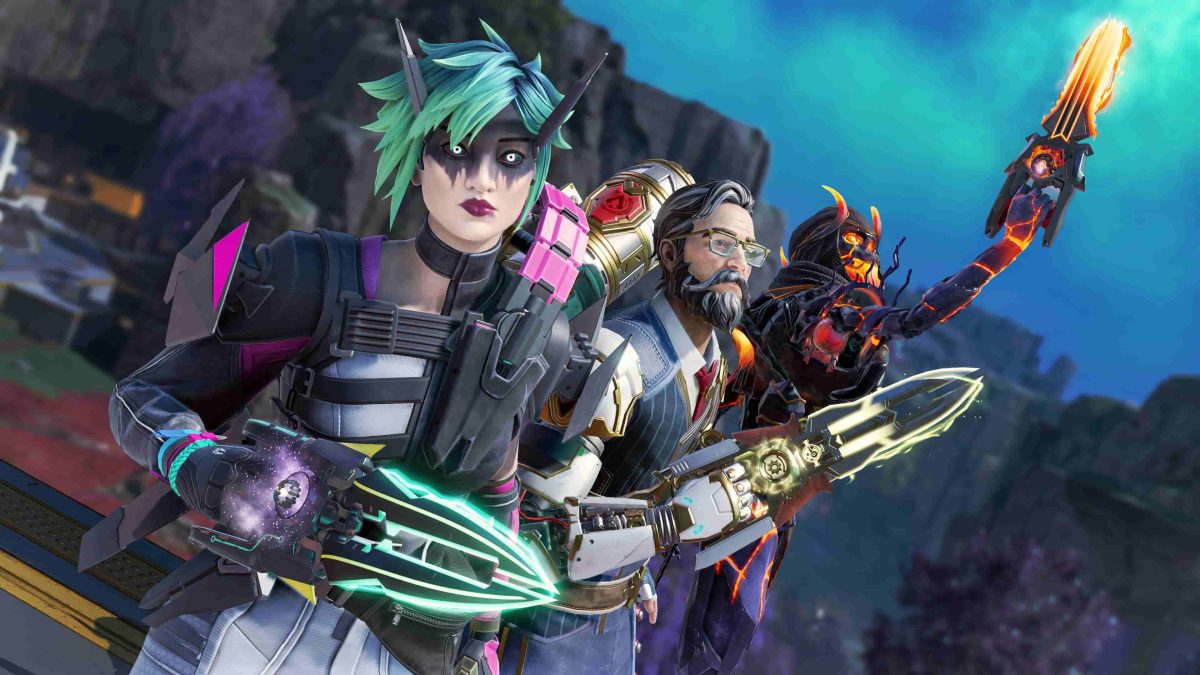Alter, Fuse, and Revenant pose with knives in Apex Legends