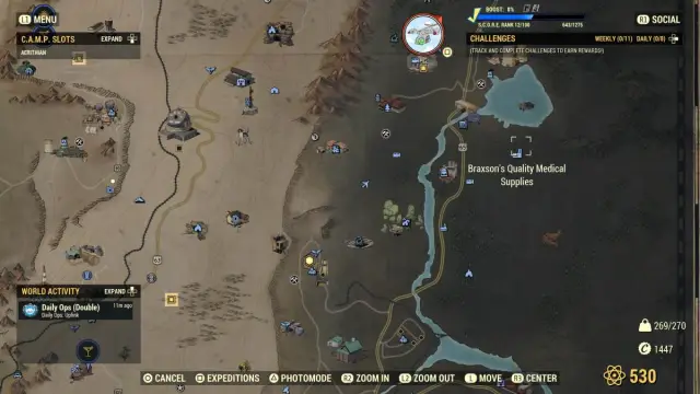 Image showing Braxson's Quality Medical supplies on the map in Fallout 76.