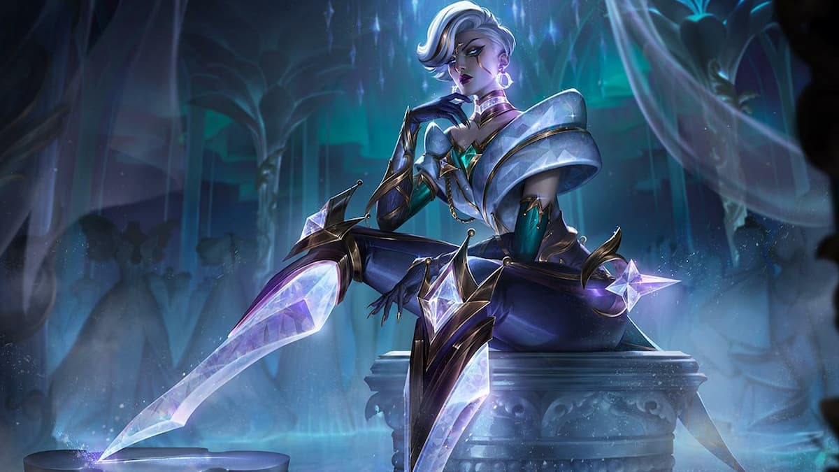 Camille sitting on a frozen throne.