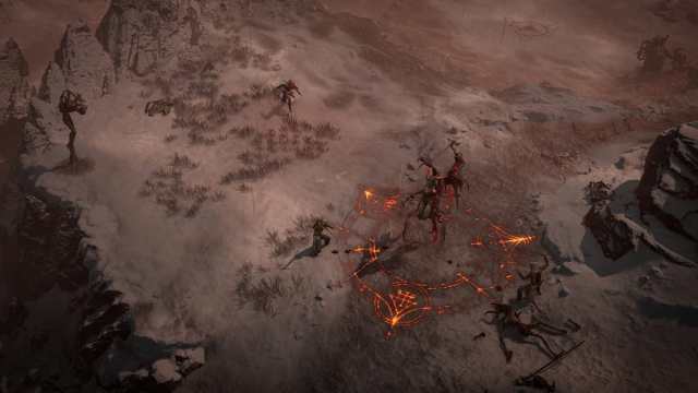 A Helltide in Diablo 4 full of demons.