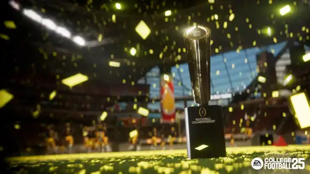 College Football Playoff trophy in EA College Football 25.