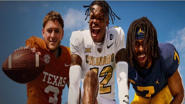 Three players in a EA College Football 25 poster
