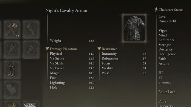 The Night Cavalry's Armor Chest piece in Elden Ring.