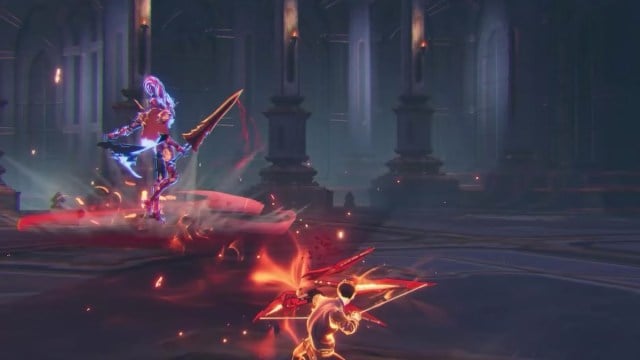 Using a bow versus a boss in Solo Leveling: Arise.