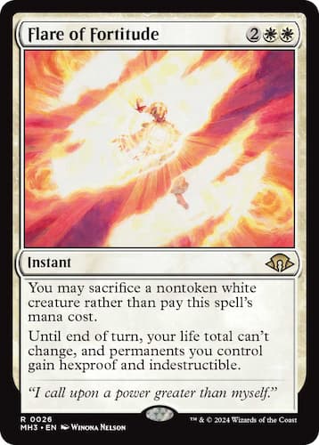Mage casting a spell on MH3 Flare cycle MTG card