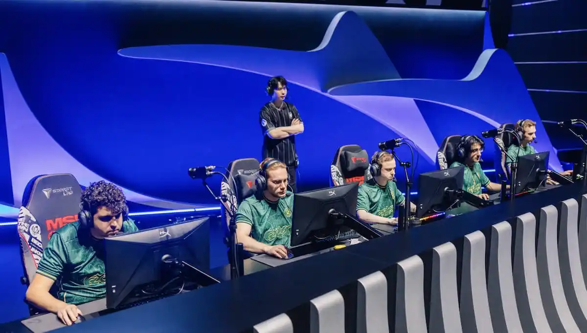 FlyQuest competing on stage at MSI 2024.