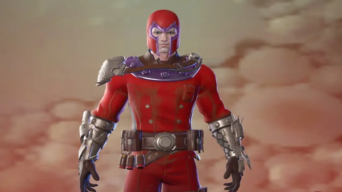 A close-up shot of the Wastelander Magneto skin in Fortnite.