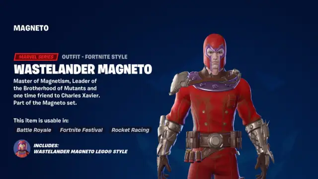 The Wastelander Magneto Outfit in Fortnite.
