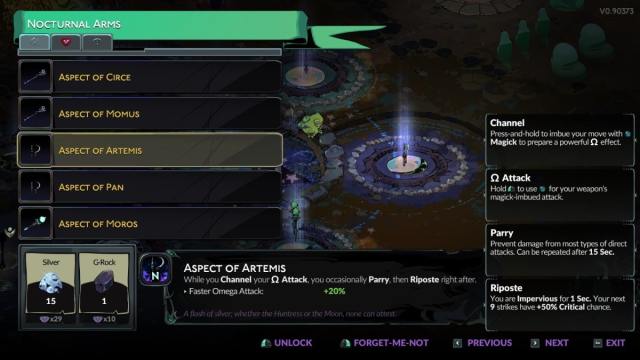 The Aspect of Artemis in Hades 2, in the Aspect creation menu.