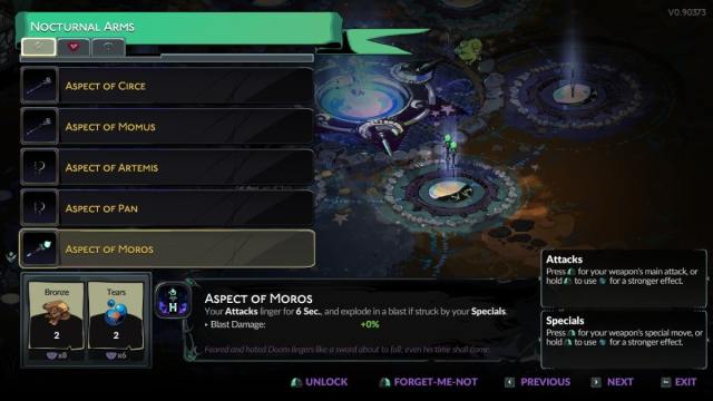 The Aspect of Moros in Hades 2, in the Aspect creation menu.