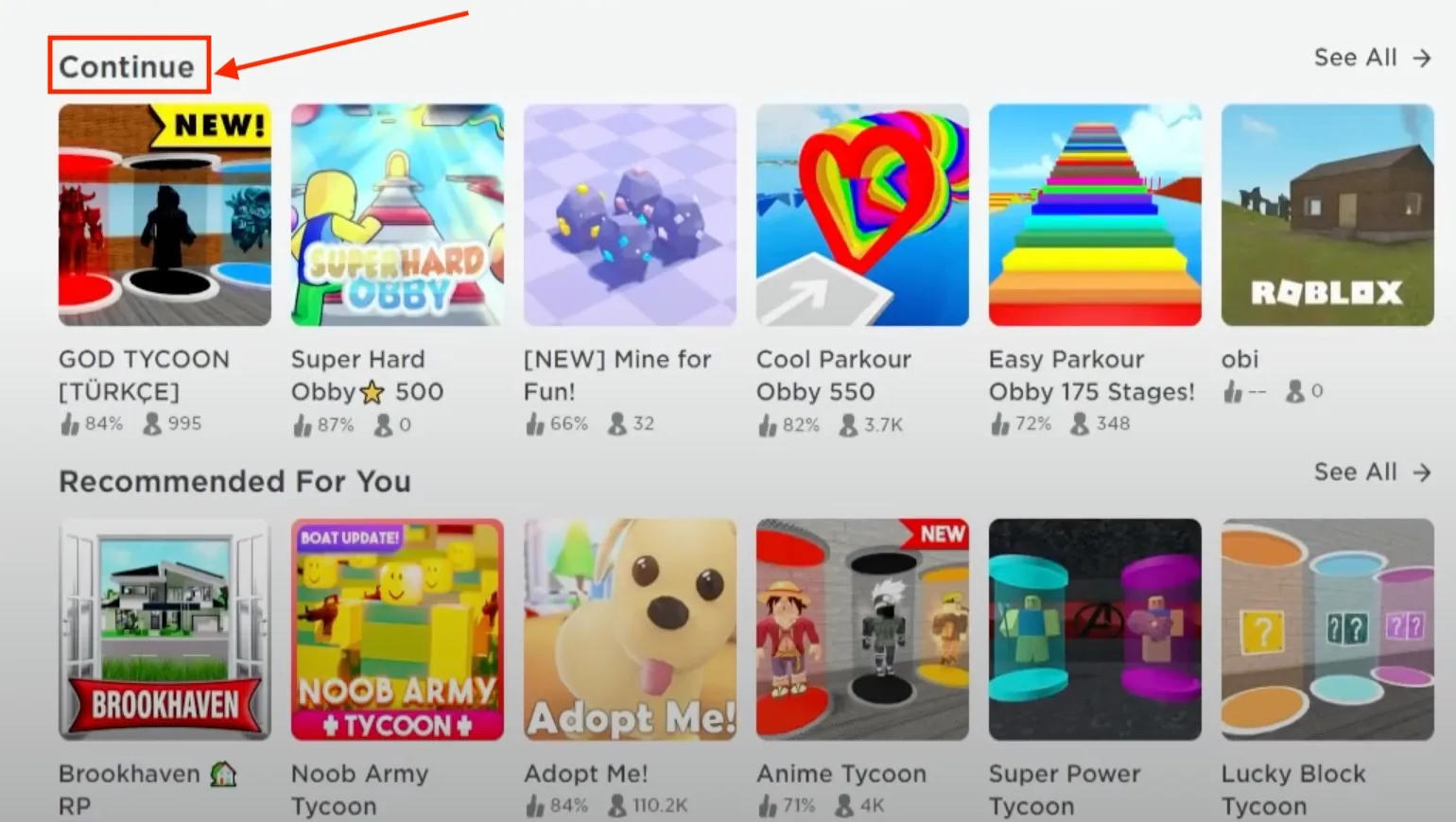 How to view your recently played games in Roblox