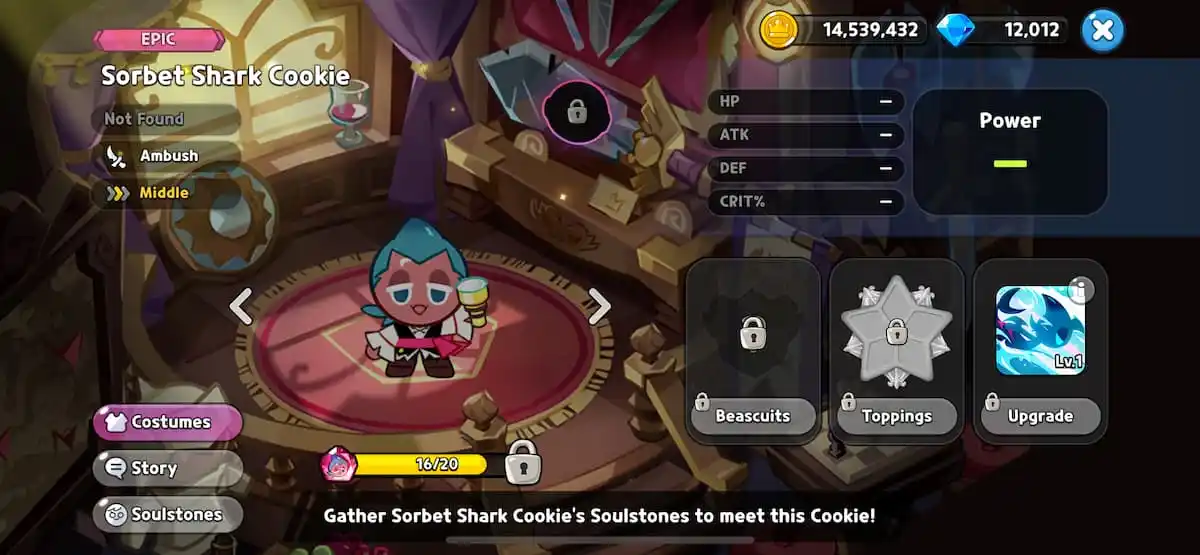 An in game image of Sorbet Shark Cookie from Cookie Run Kingdom