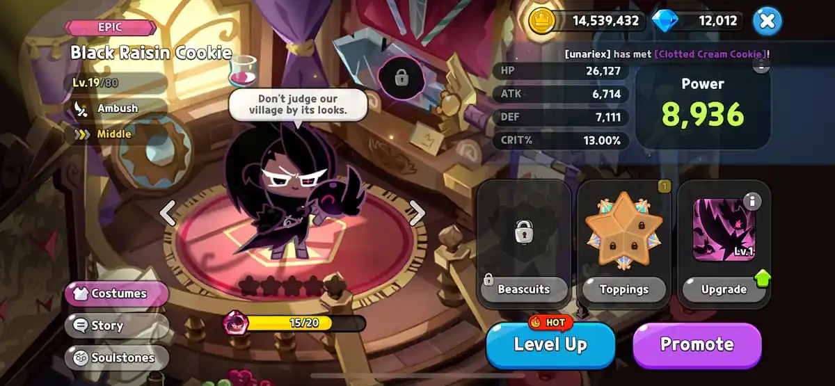 An in game image of Black Raisin Cookie from Cookie Run Kingdom