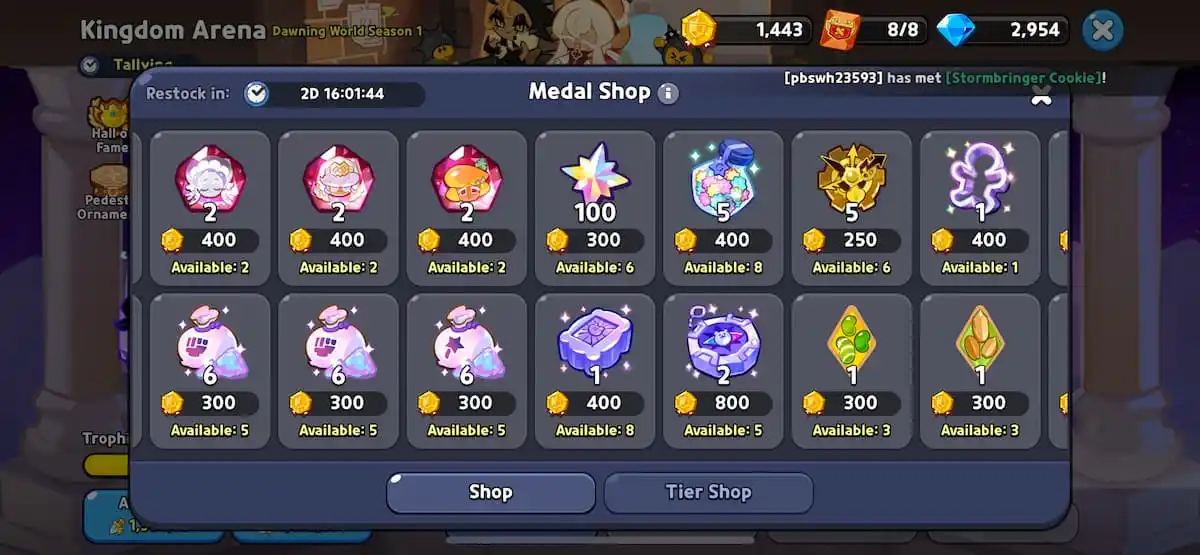 An image of the Arena medal shop from Cookie Run Kingdom