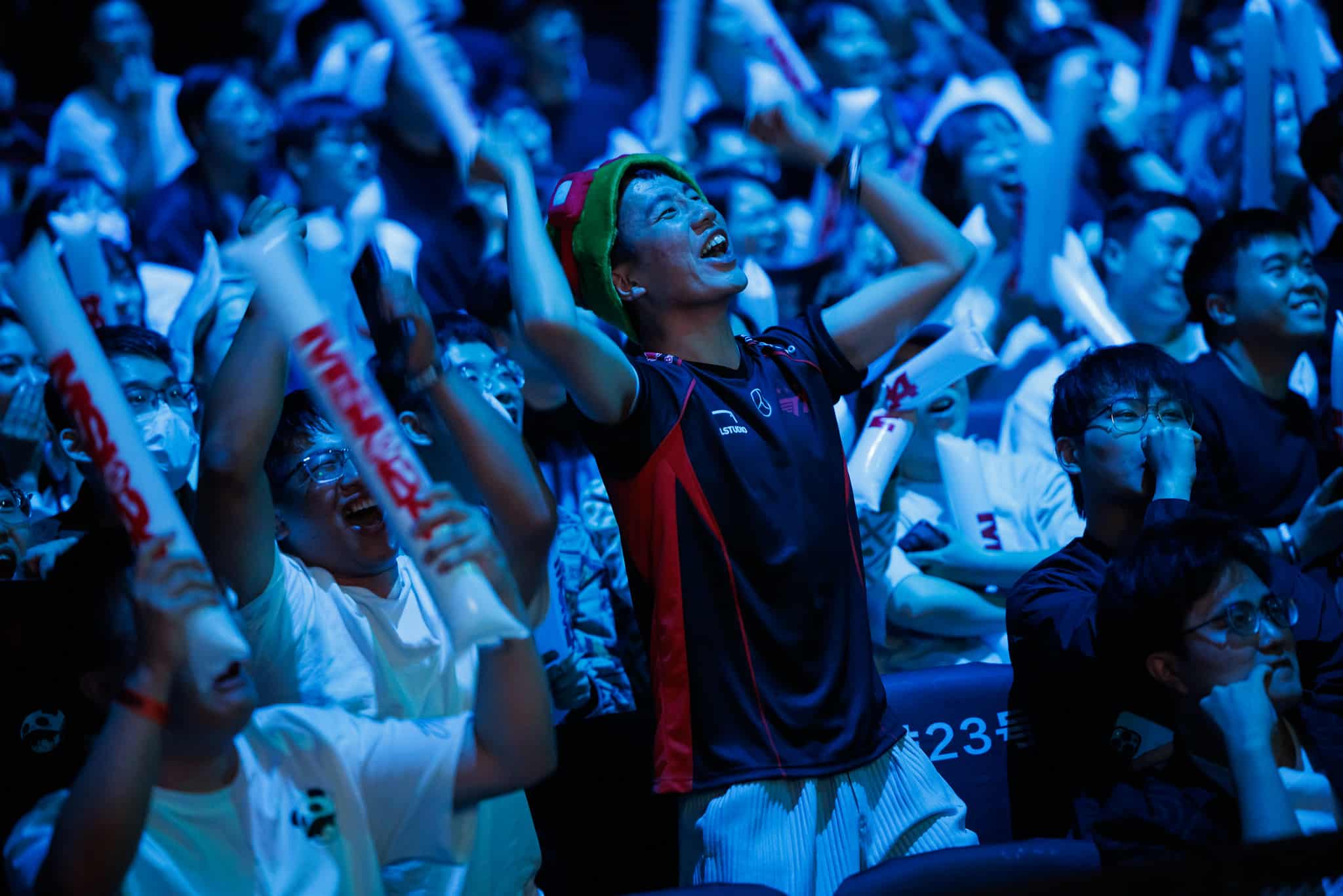 Fans cheering in the audience at MSI 2024.