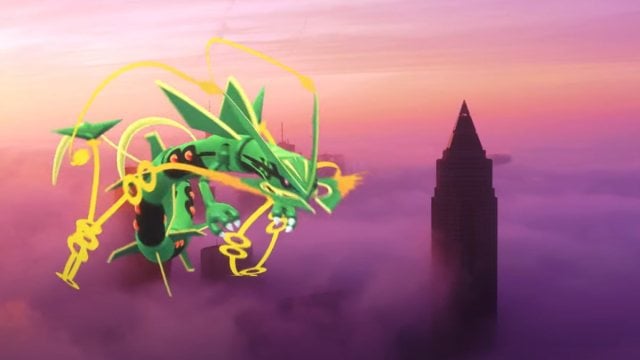 Mega Rayquaza flying in Pokemon Go.
