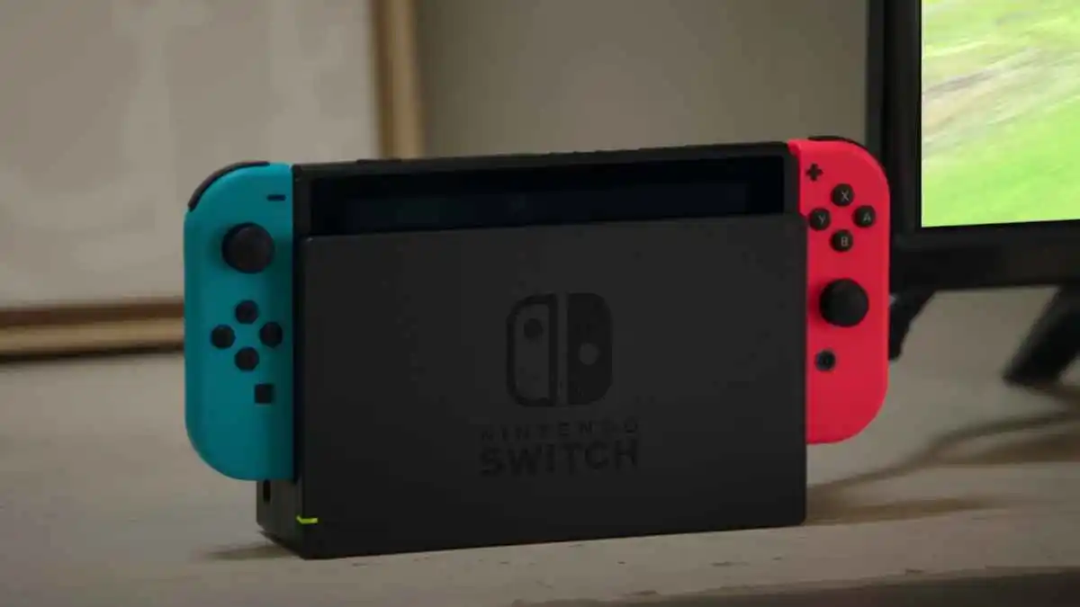 Nintendo Switch console in a dock.