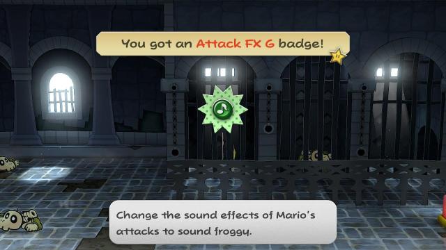 Mario finding the Attack FX G badge